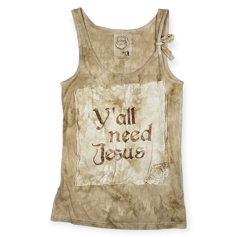 Flash & Trash Handmade in USA Yall Need Jesus Tank Top‎ Women's Size XL